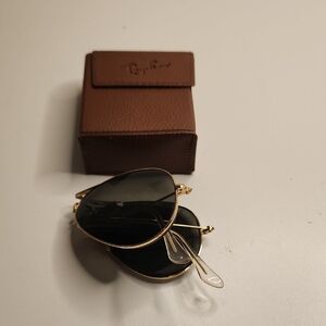 Ray-Ban Gold Aviator Sunglasses with Black Lenses